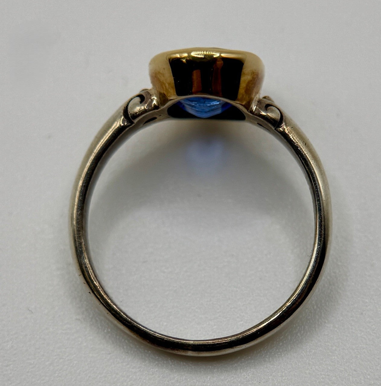Steven Battelle Faceted Blue Kyanite Ring – Sterling Silver & Gold Bezel