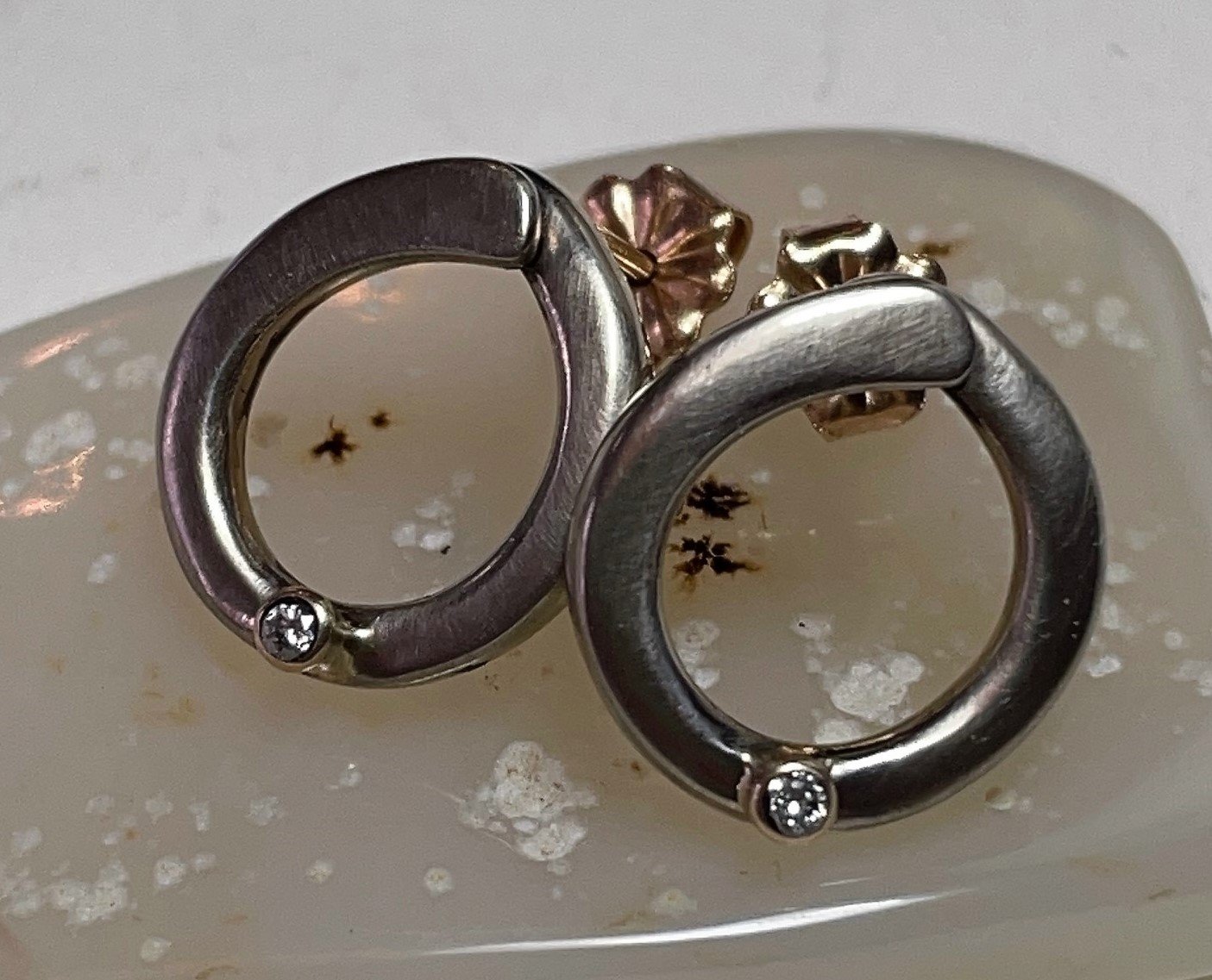 14kt Gold & Diamond Hoop Post Earrings | Handcrafted