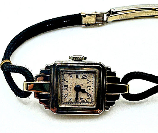 Vintage 1930s Hamilton 14K Gold Art Deco Ladies Watch – Manual Wind, Original Dial