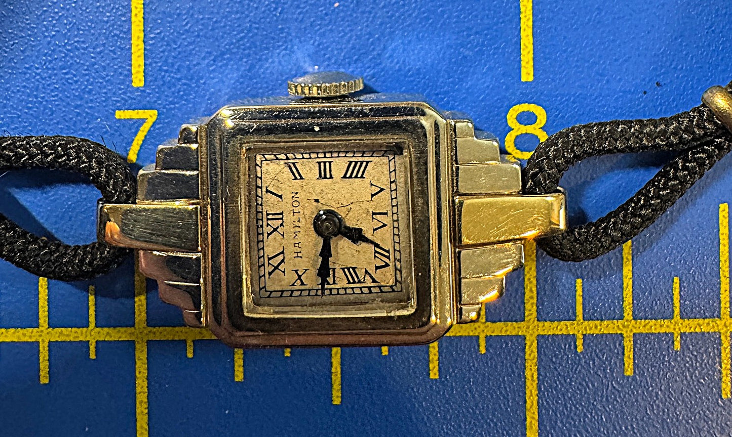 Vintage 1930s Hamilton 14K Gold Art Deco Ladies Watch – Manual Wind, Original Dial