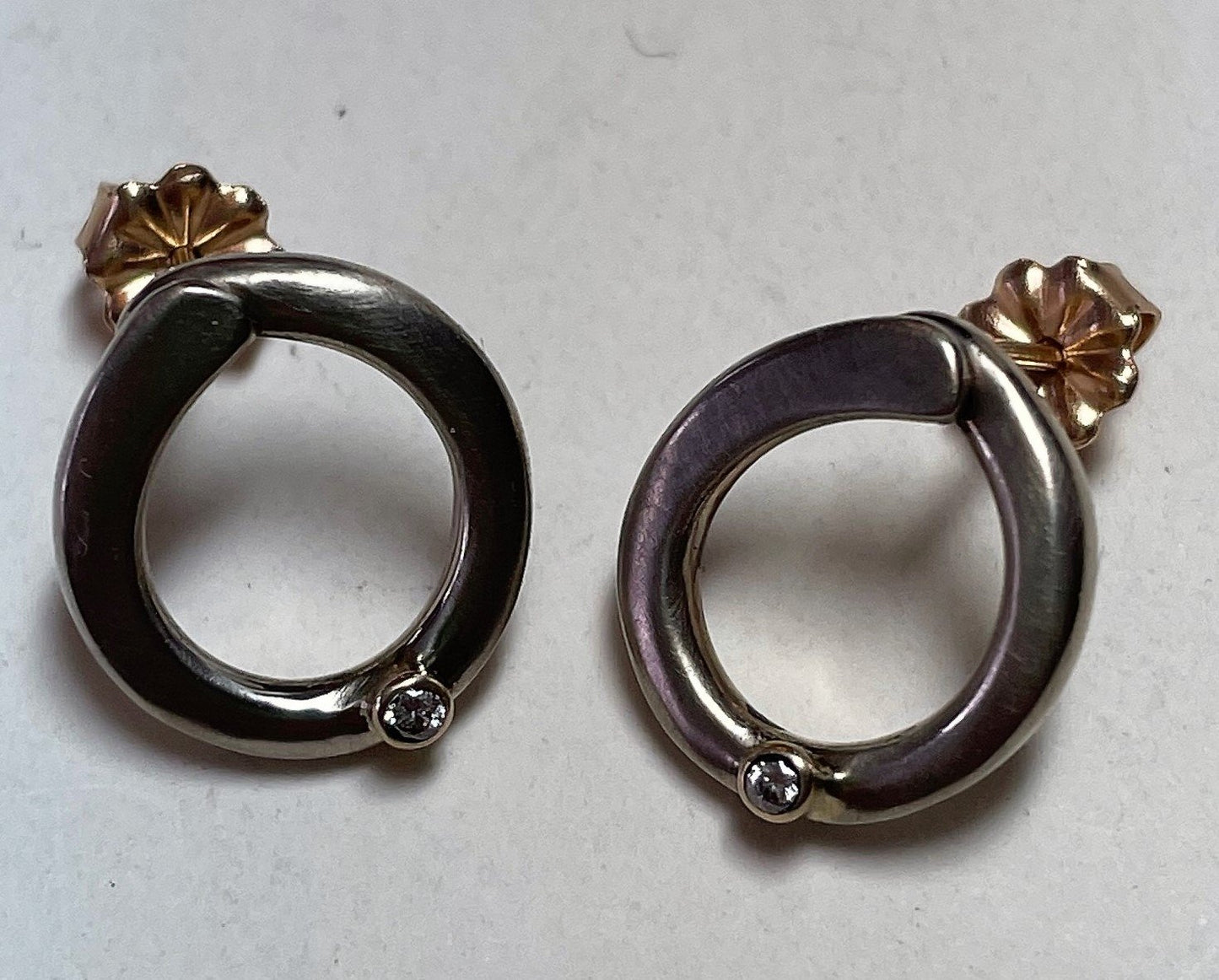 14kt Gold & Diamond Hoop Post Earrings | Handcrafted